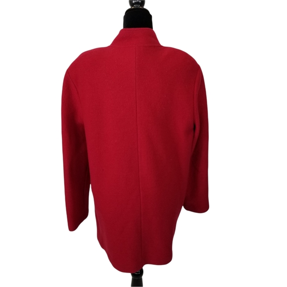 Geiger Collections 42 Red Long Button Front Wool Coat - Picture 10 of 10